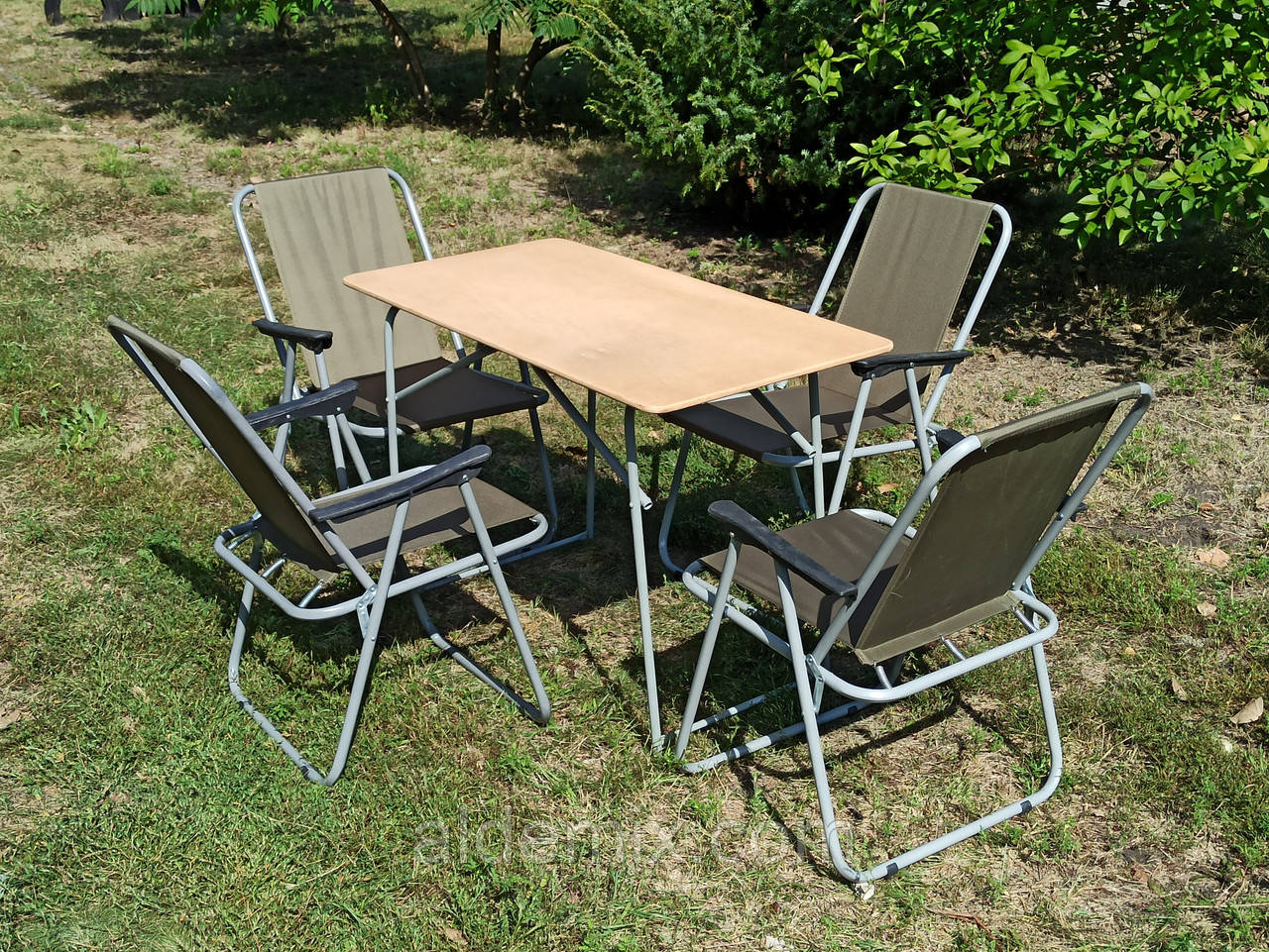 Складні меблі для дачі та саду розкладний стіл 4 стільці "Комфорт ФМ+4з" розкладні меблі для природи пікніка, фото 1