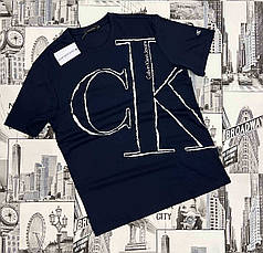 Футболка чоловіча Calvin Klein модна брендова чоловіча футболка для чоловіків темно-синя, фото 5