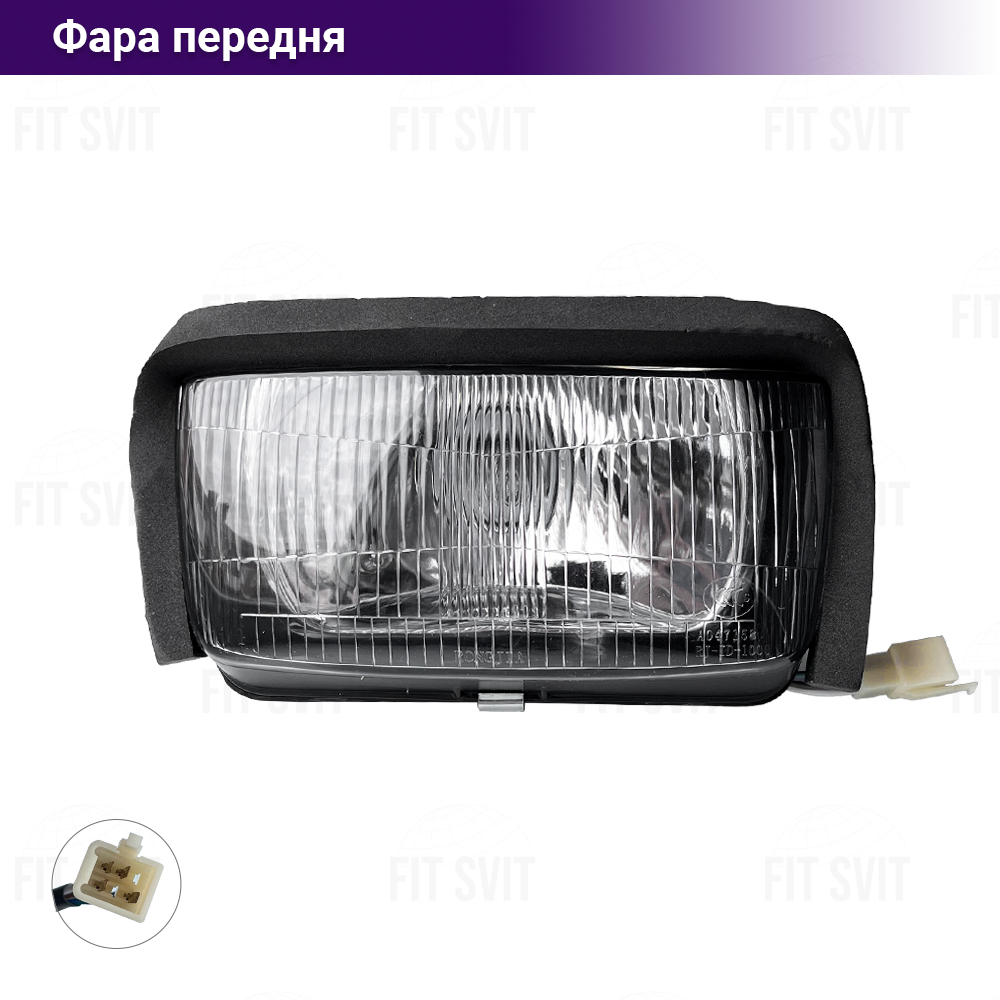 Фара на мотоцикл квадратна фішка 4 контакти