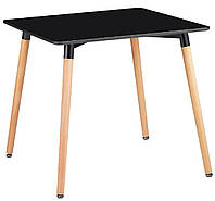 Небольшой квадратный кухонный стол черного цвета мдф Kolibri на металлических ножках в скандинавском стиле AMF