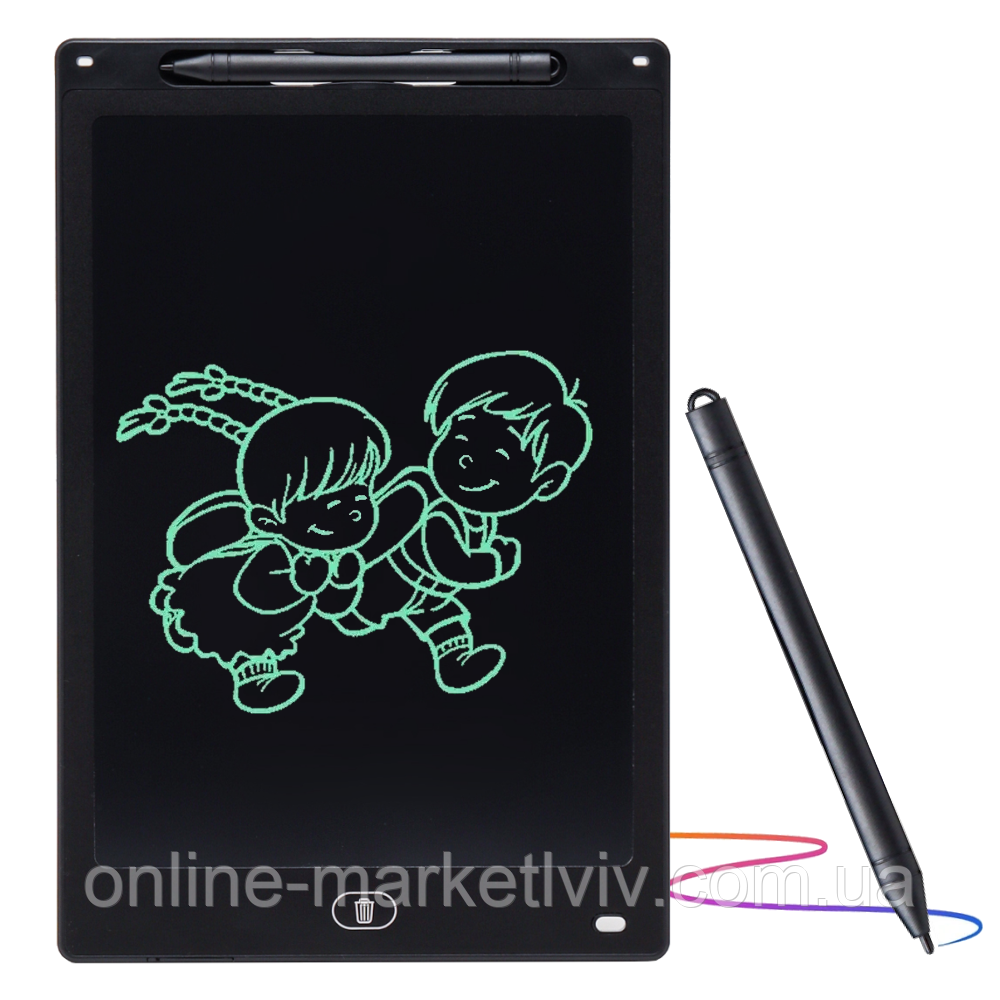 LCD планшет для малювання 12" зі стілусом, Writing Tablet, Чорний / Графічний планшет для малювання
