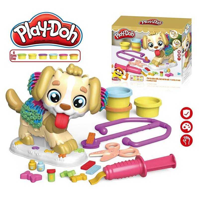 Набір тіста для ліплення 6 баночок із формочками Собачка Play-Doh