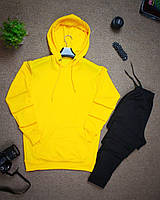 Базовый унисекс комплект на весну, Худи (желтая) + Штаны (черные) премиального качества (уточнять наличие)