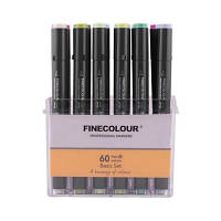 Набор маркеров Finecolour Brush mini Basic set, 60 цветов, 2 коробки (EF103-TB60)