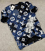 "S М " Louis Vuitton Lux футболка синяя мужская коттон брендовая люкс модная стильная Луи Витон 032nf