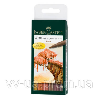 Набір ручок Faber-Castell PITT, B, Земля 6 шт 167106 (14895)