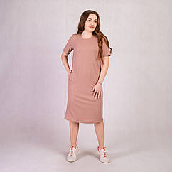 Сукня жіноча трикотажна, рубчик, коричнева 2129