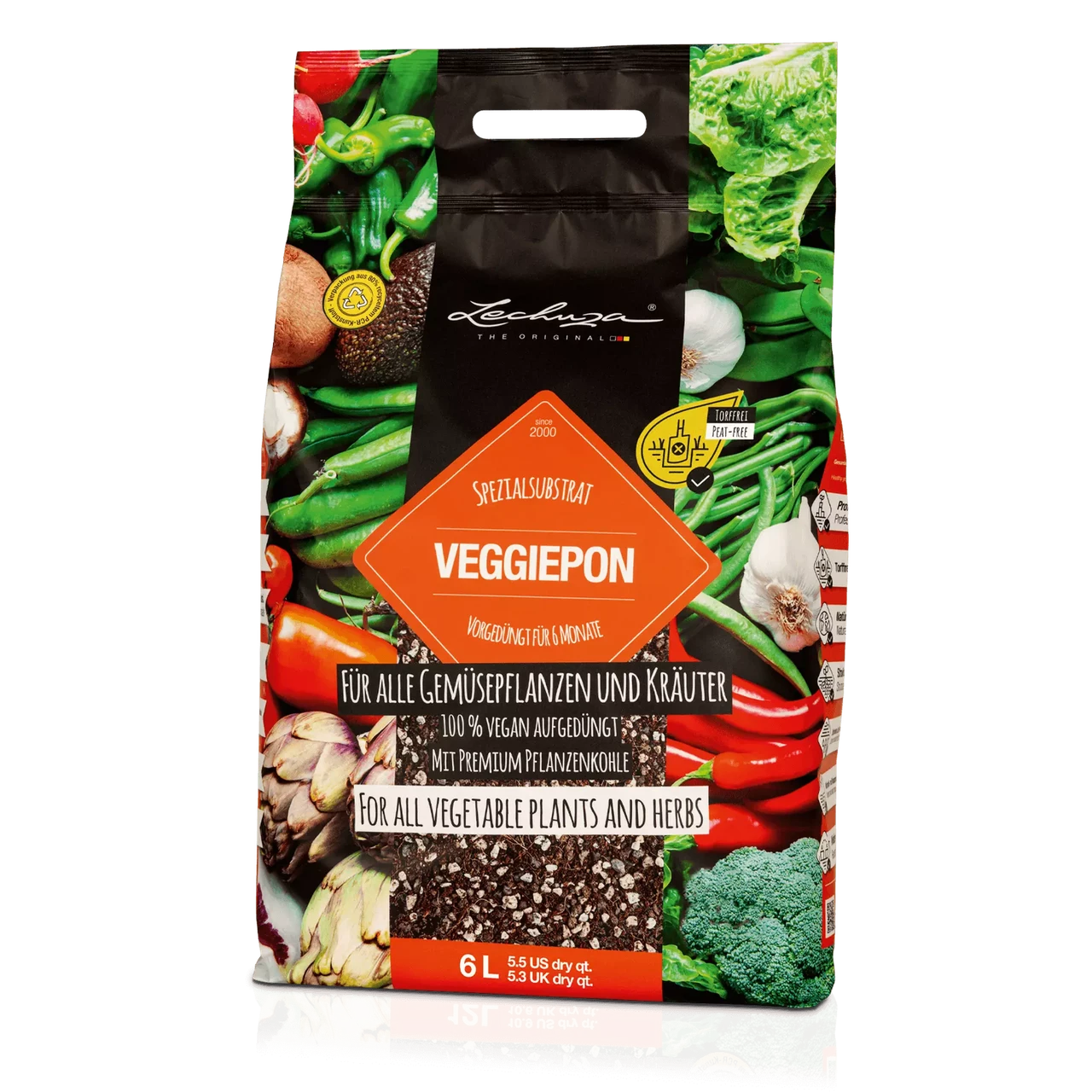 Субстрат Lechuza VeggiePON 6 л для овочів і трав (Лечуза, Німеччина)