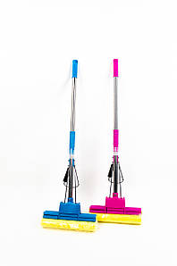 Швабра з подвійним віджимом нікельована кольорова ручка, швабра для підлоги з віджимом