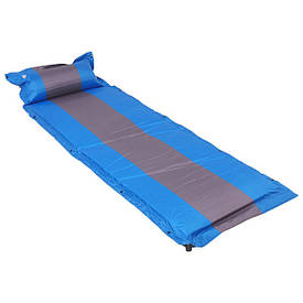 Коврик самонадувающийся с подушкой (каремат надувной) синий GJ-017