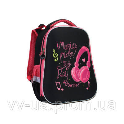 Рюкзак школьный каркасный ортопедический Cool For School 15", черный/розовый (CF86203)