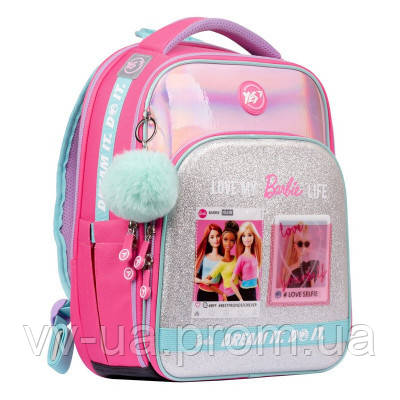 Рюкзак школьный каркасный ортопедический Yes S-78 Barbie, для девочек, розовый (552124)