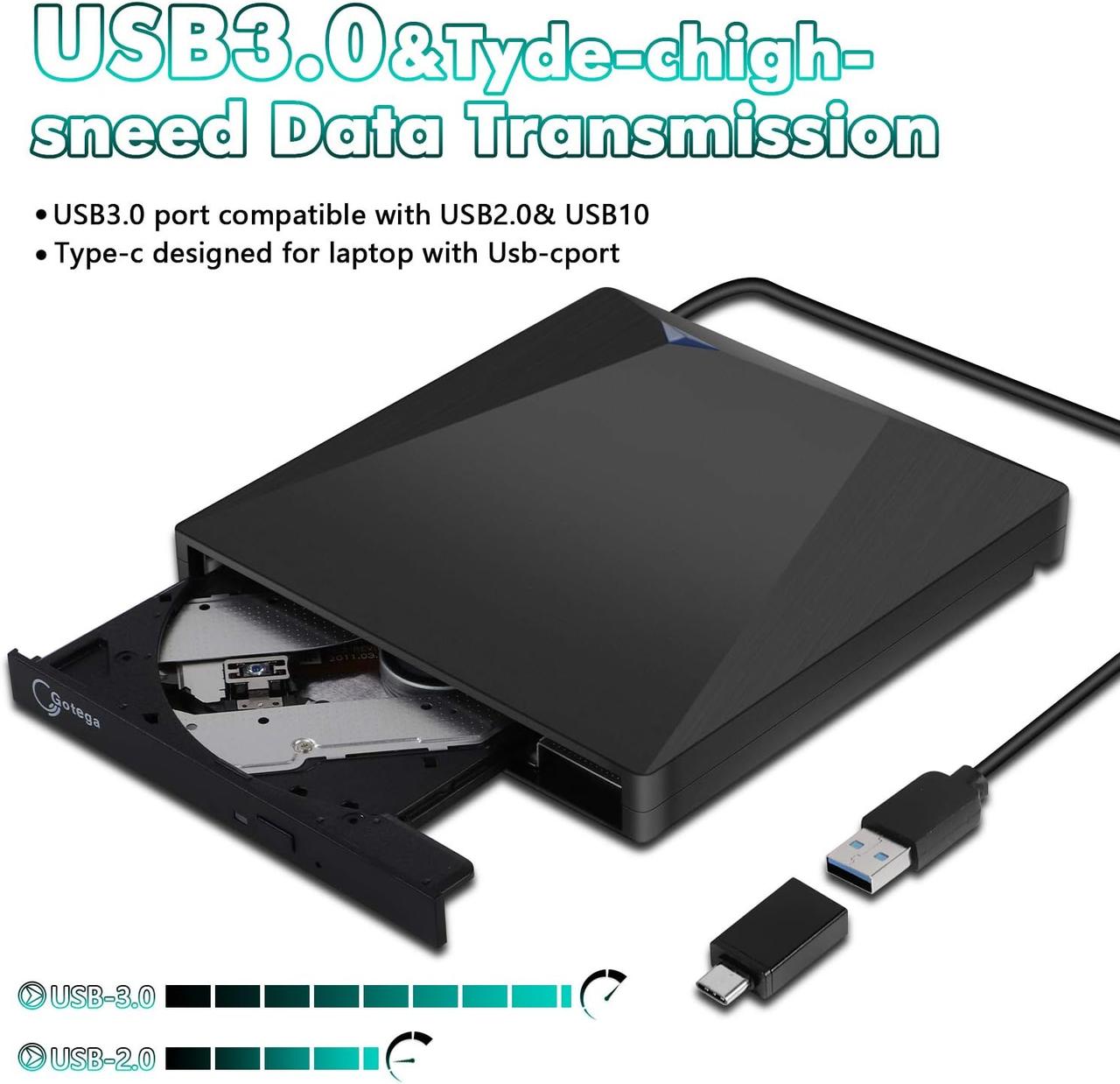 Зовнішній DVD-привід Gotega USB 3.0 Type C