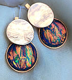 Срібні сережки круги з позолотою опали, фото 6