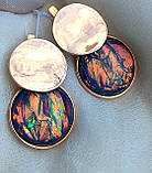 Срібні сережки круги з позолотою опали, фото 8