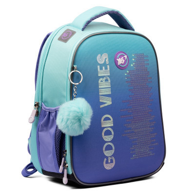 Рюкзак шкільний каркасний ортопедичний для першокласника Yes H-100 Good Vibes, для дівчаток, бузковий (559369)