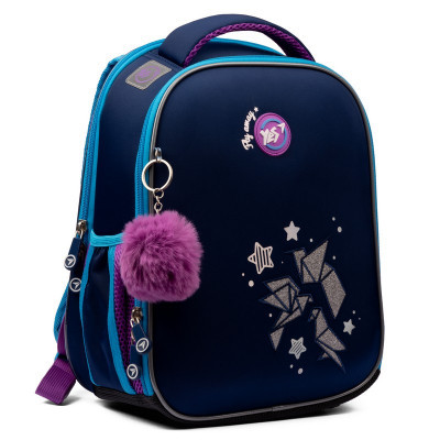 Рюкзак школьный каркасный ортопедический для первоклассника Yes H-100 Origami Doves, для девочек, синий (559372)