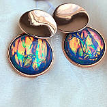 Срібні сережки круги з позолотою опали, фото 9