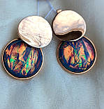 Срібні сережки круги з позолотою опали, фото 10