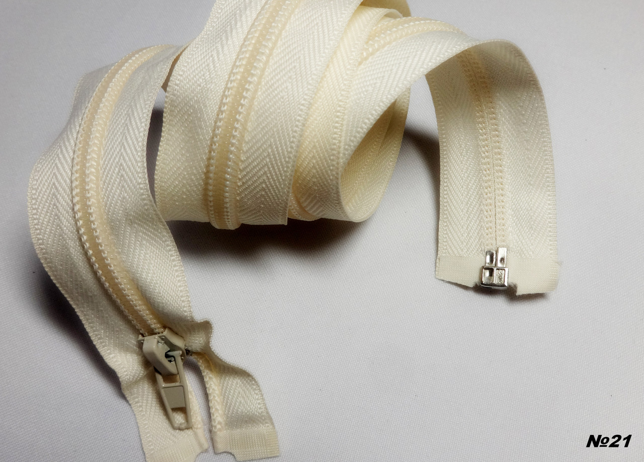 Блискавка спіральна №7 роз'ємна 70см 1бігунок колір бежевий, фото 1