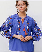Стильная женская вышиванка в синем цвете в размере S,M,L