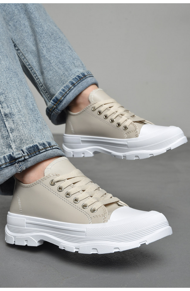 Жіночі бежеві кеди 37 38, фото 1