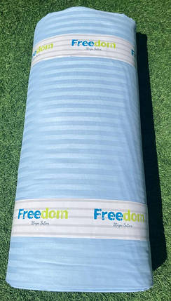 Світла блакитна постільна тканина 240 см, однотонний страйп-сатин смужка 100% бавовна, у рулоні (30 м), фото 3