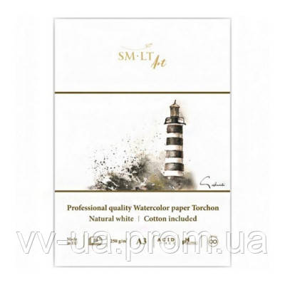 Склейка для акварелі Smiltainis Pro Create Torchon А3, 250 г/м2, 10 арк., білий папір (3AS-10(250)/PR)