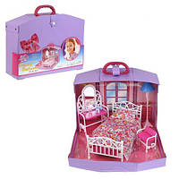 Игровой набор кукольная комната MIC в чемодане кровать торшер стульчик и трюмо Разноцветный (TS-32298)