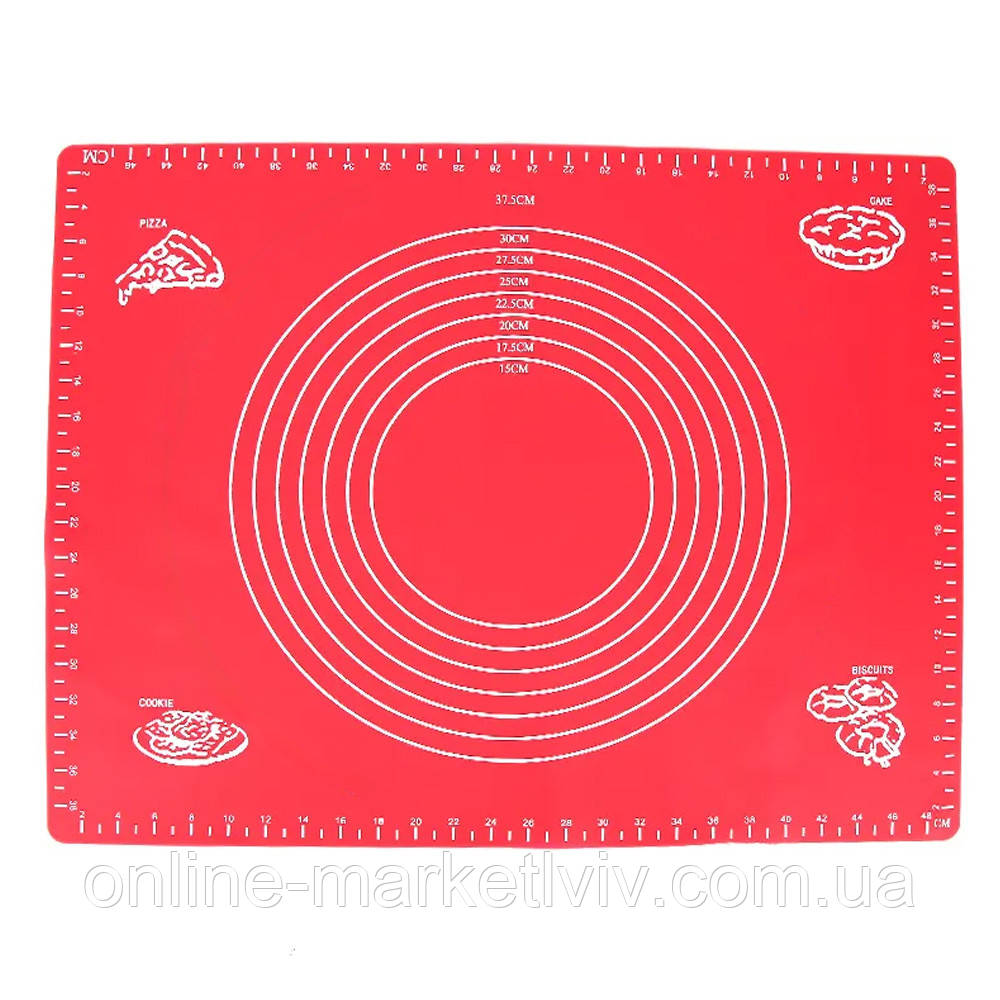 Силіконовий килимок для розкатки і формування тіста з розміткою, 43*35см, MG-539 NGB4 / Килимок для тіста, фото 1