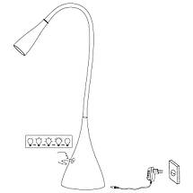 Настільна лампа світлодіодна пластикова чорна з гнучким плафоном на 1 лампу 48.5х11 см, фото 5