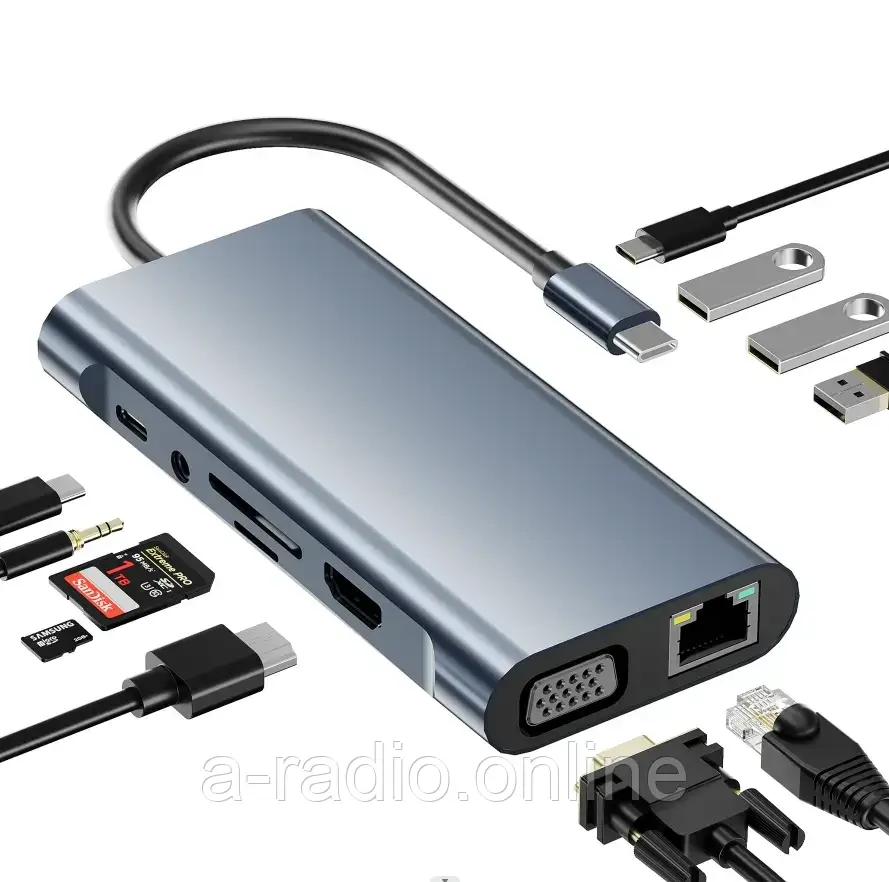 Хаб Justlink 11 in 1 Type C to HDMI
