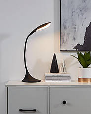 Настільна лампа світлодіодна пластикова чорна з гнучким плафоном на 1 лампу 37.5х17 см, фото 2