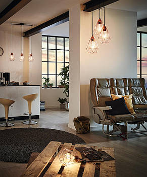 Настільна лампа Е27 сталь чорний мідний 17.5х26.5 см, фото 3