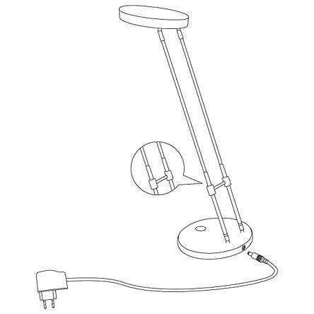 Настільна лампа світлодіодна метал та пластик білий/хром 32х12.5 см, фото 2