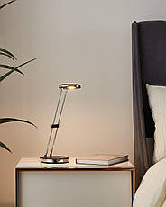 Настільна лампа світлодіодна метал та пластик чорний/хром 32х12.5 см, фото 2