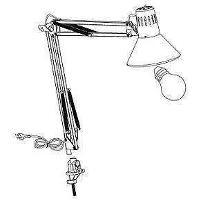 Офісна настільна лампа металева Е27 на підставці сіра 73 см, фото 3