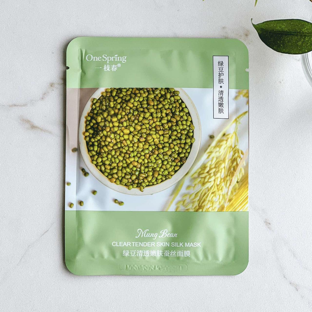 Тканинна маска One Spring із екстрактом бобів мунг Mung Bean Clear Tender Skin Silk Mask, 30г