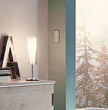 Декоративна настільна лампа з елементами скла Е27 хром/біла 11х15.5х50 см, фото 5