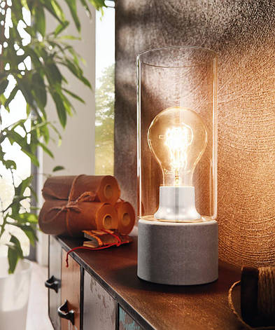 Настільна лампа Е27 сталь скло сірий прозорий 10х27 см, фото 2