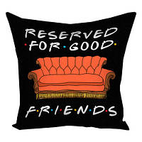 Подушка габардинова з принтом Reserved for good friends 30x30 см (3P_DR004)