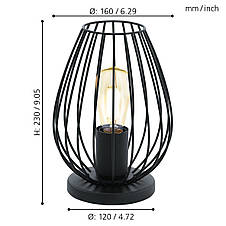 Настільна лампа Е27 сталь чорна 16х23 см, фото 3