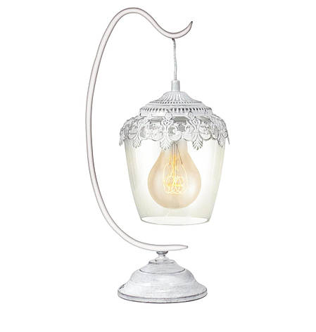 Настільна лампа у вигляді ліхтаря Е27 сталь скло білий патина прозорий 17х43 см, фото 1