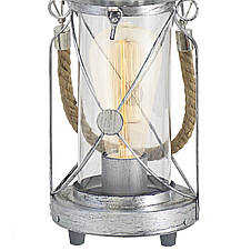 Настільна лампа у вигляді ліхтаря Е27 сталь скло антикварний сріблястий прозорий 14х33 см, фото 3