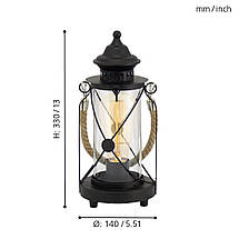 Настільна лампа у вигляді старовинного ліхтаря Е27 сталь скло чорний прозорий 14х33 см, фото 4