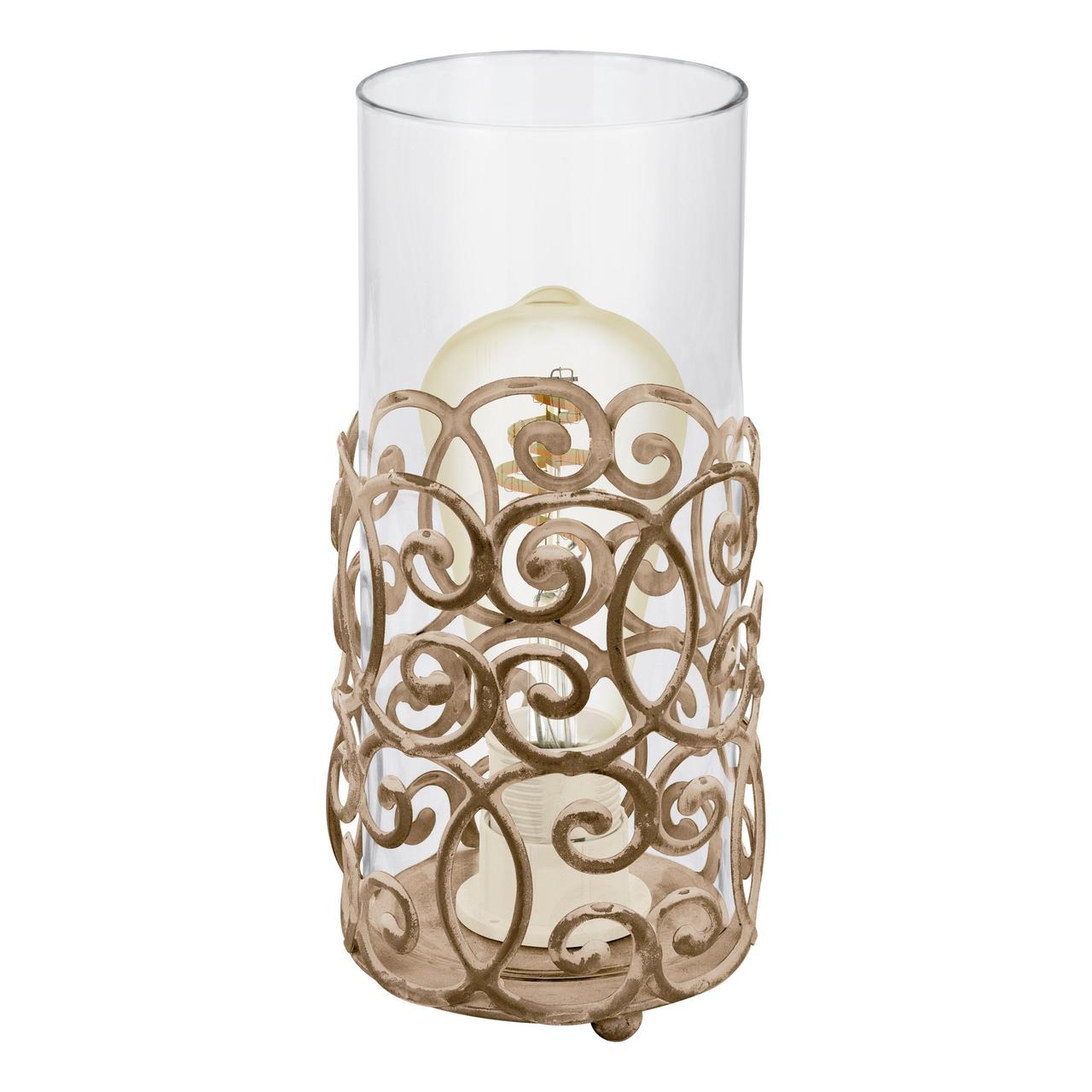 Настільна лампа Е27 сталь скло коричневий патина прозорий 12х26.5 см