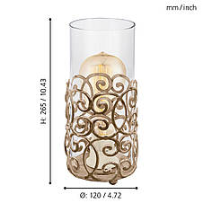 Настільна лампа Е27 сталь скло коричневий патина прозорий 12х26.5 см, фото 3