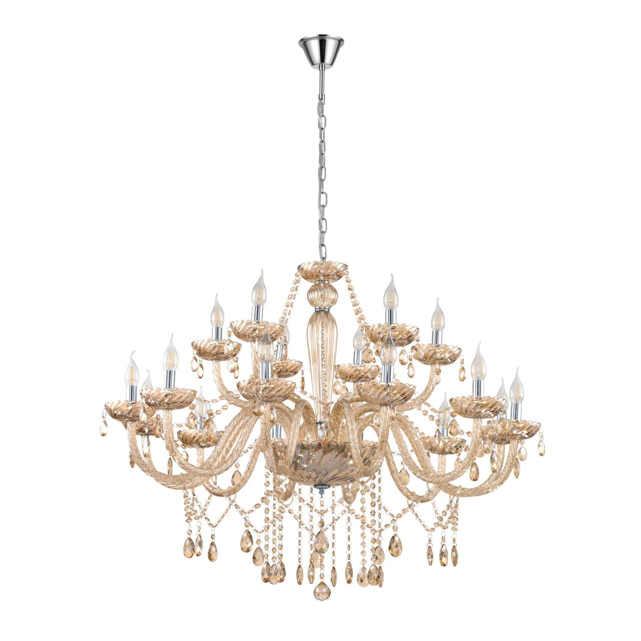 Люстра на ланцюгу EGLO металева 18 ламп E14 хром/коньячний 100х150 см