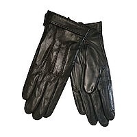 Перчатки мужские кожаные на плюше сенсорные черные