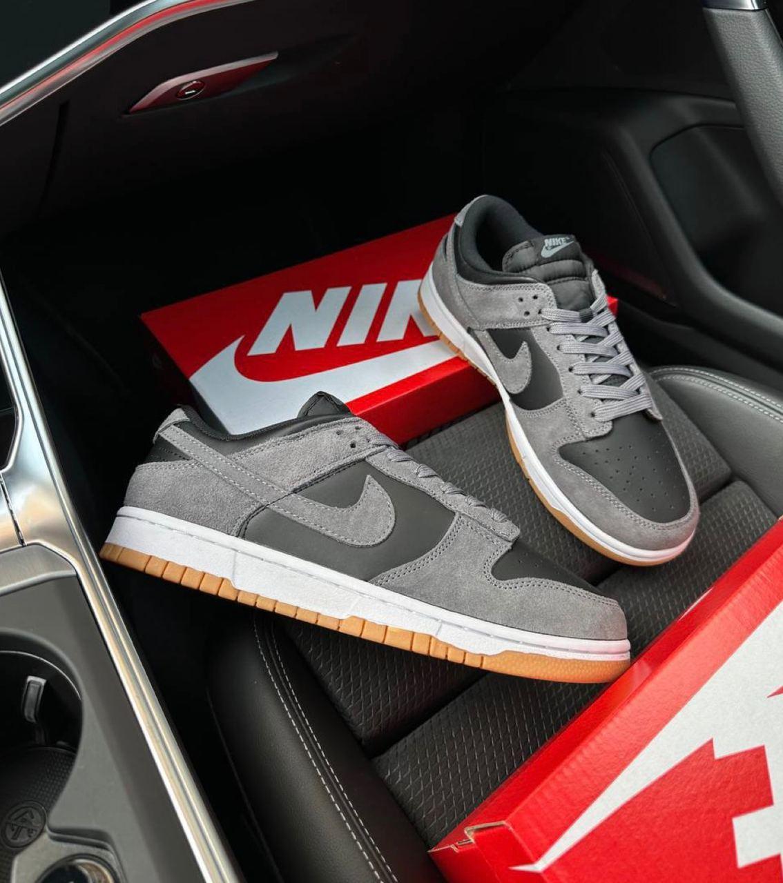 Чоловічі кросівки Nike SB Dunk Low Dark Grey Black Кеди Найк Данк Лоу Сірі натуральний замш шкіра демісезон